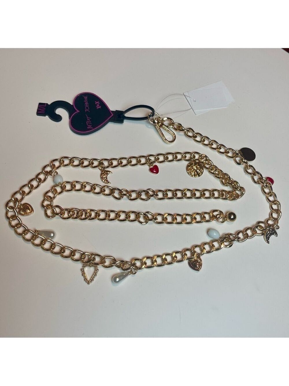 Betsey Johnston Gold-Tone Chain Belt with Charms Sz M/L